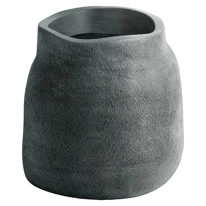 ETHICK Pflanztopf - Außenmaß (Ø x H): 46 x 47 cm, Kunststoff, Graphit - Nahaufnahme eines modernen, grauen Pflanzgefäßes mit rauer Textur, ideal für den Innen- und Außenbereich.