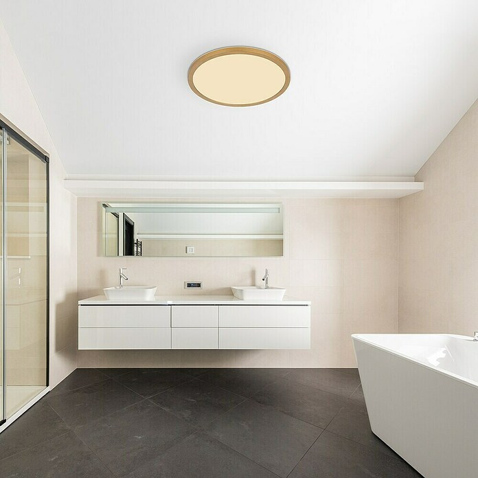 Globo LED-Deckenleuchte Sapana (24 W, Messingfarben, Weiß, Warmweiß, Ø x H: 420 x 28 mm) | BAUHAUS
