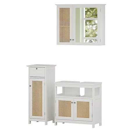 Vicco  Badmöbel-Set Rosario Weiß 3 Teile, mit Midischrank
