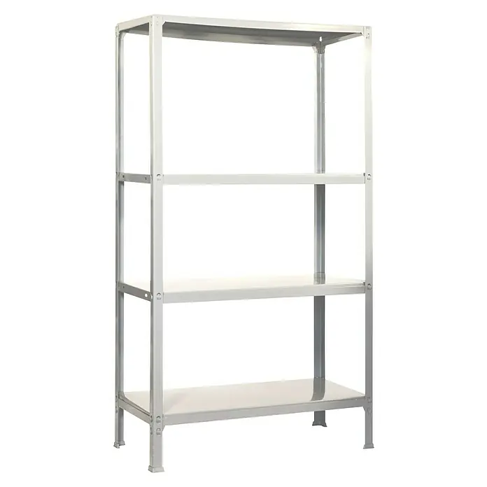 Simonrack Simonhome Metallregal Fileclick Mini - H x B x T: 160 x 80 x 36 cm, Anzahl Böden: 4 Stk., Stecken, Weiß/Weiß - Metallregal mit vier Ablagen. Ideal für Garage, Keller oder Lagerraum und bietet viel Stauraum.