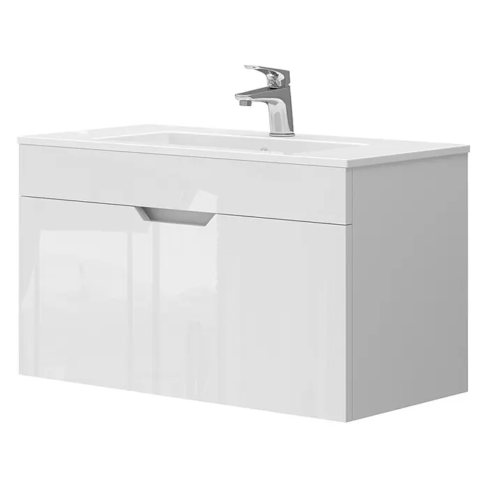 Vicco Badmöbel-Set Stefanie Weiß 2 Teile, Unterschrank 80 cm - Gesamtbreite Badmöbel: 78 cm, Weiß, Matt