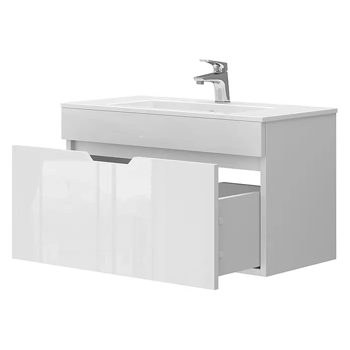 Vicco Badmöbel-Set Stefanie Weiß 2 Teile, Unterschrank 80 cm - Gesamtbreite Badmöbel: 78 cm, Weiß, Matt