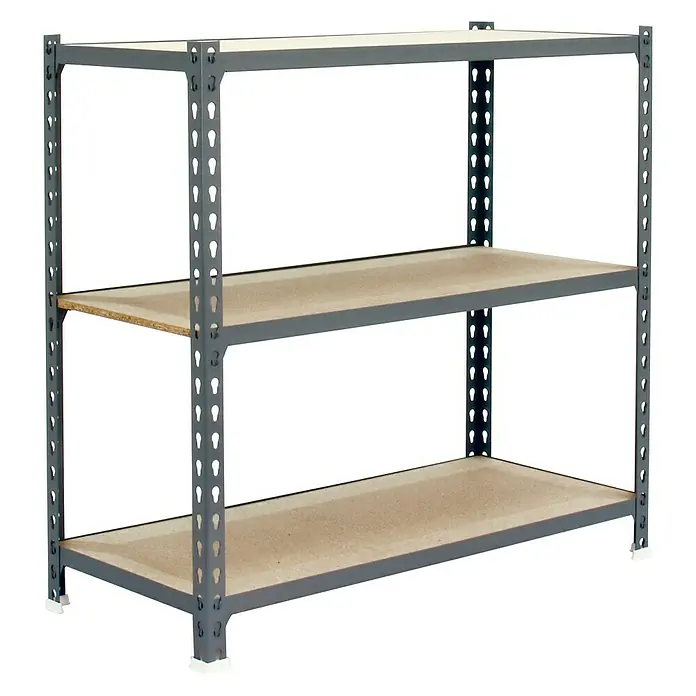 Simonrack Maderclick Metallregal Maderclick Plus - H x B x T: 90 x 100 x 30 cm, Traglast pro Boden: 150 kg, Anzahl Böden: 3 Stk., Stecken, Grau - Dreistufiges Lagerregal mit robustem Rahmen und Holzregalböden für zusätzlichen Stauraum und Organisation.