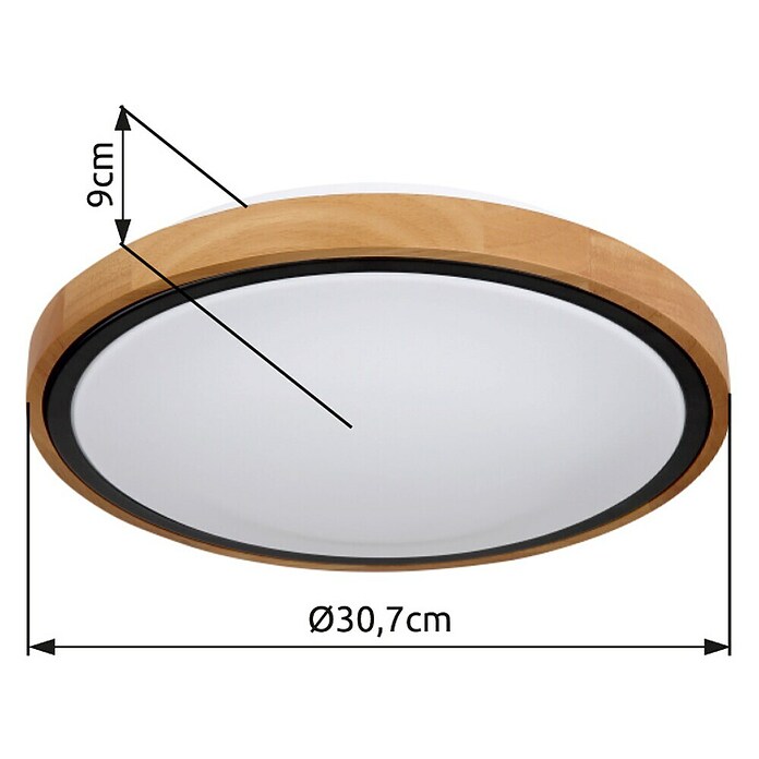 Globo Okrugla stropna LED svjetiljka Bruno  (12 W, Ø x V: 307 x 90 mm, Boja kućišta: Smeđa) | BAUHAUS