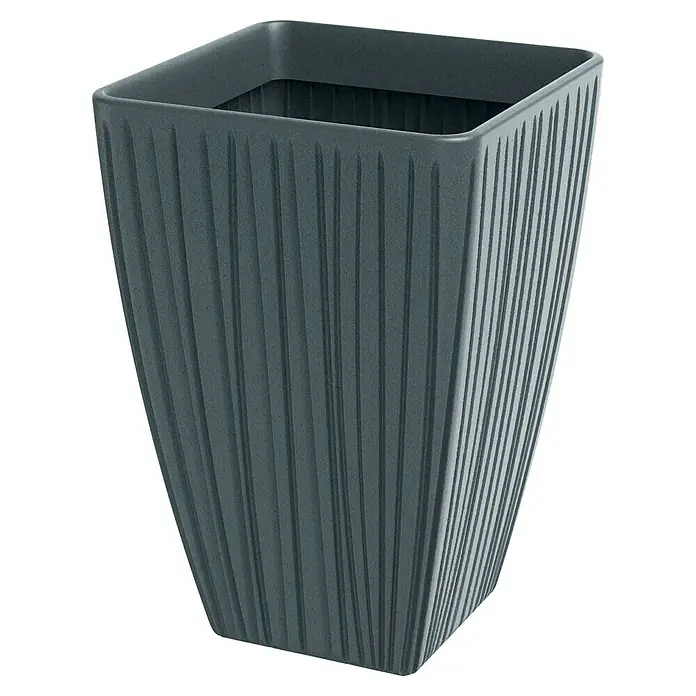 ETHICK Pflanzkübel eckig Fero - 1 Stk., Außenmaß (L x B x H): 40 x 40 x 58 cm, Kunststoff, Betongrau - Dunkelgrauer, quadratischer Pflanztopf mit vertikalen Rillen, der eine moderne und stilvolle Note für Pflanzenliebhaber bietet.