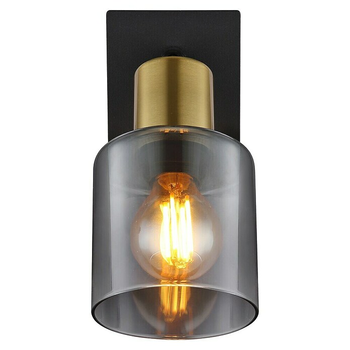 Globo Wandleuchte Hollsy (25 W, Goldfarbe, Klar, Rauchfarben, Schwarz, E14, B x H: 80 x 158 mm) | BAUHAUS