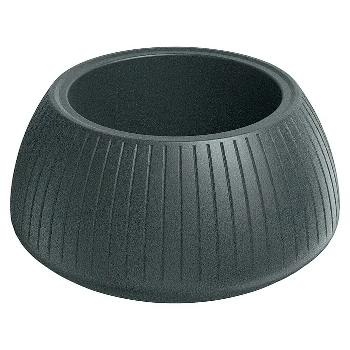 ETHICK Pflanztopf Coro - Außenmaß (Ø x H): 40 x 20 cm, Kunststoff, Graphit - Anthrazitfarbener Pflanztopf mit gerippter Oberfläche, ideal für Innen- und Außenbereiche.
