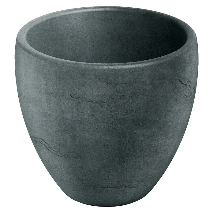 ETHICK Pflanztopf Cano - Außenmaß (Ø x H): 60 x 54 cm, Kunststoff, Graphit - Nahaufnahme eines grauen Pflanzgefäßes mit einer glatten Oberfläche und einer abgerundeten Form, ideal für den Innen- und Außenbereich.