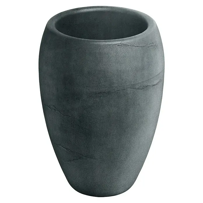ETHICK Pflanzsäule rund Cano - Außenmaß (Ø x H): 40 x 54 cm, Kunststoff, Graphit, Integrierter Pflanztopf - Nahaufnahme eines eleganten, grauen Pflanzgefäßes mit subtiler Textur, ideal für Innen- und Außenbereiche.