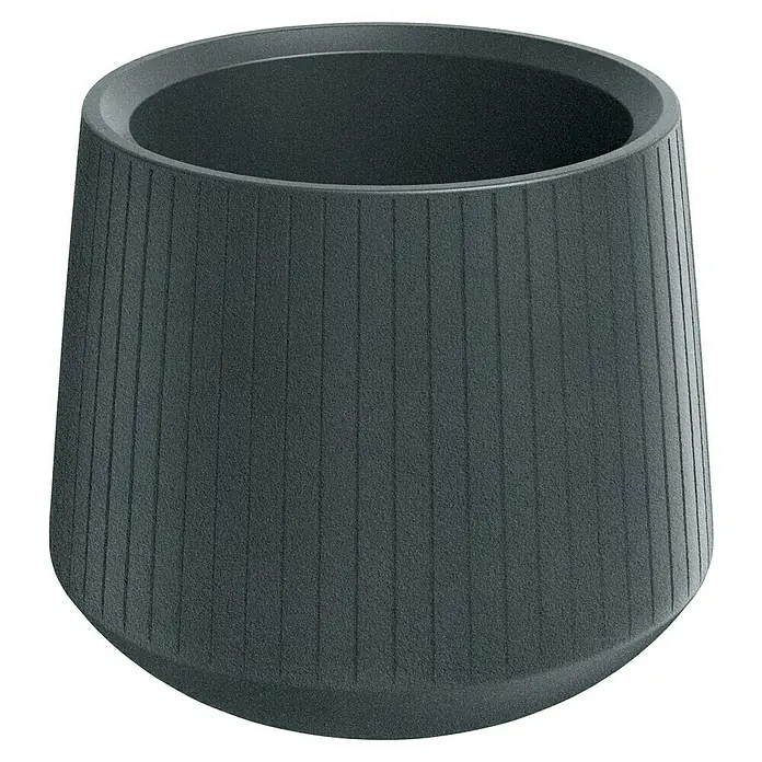 ETHICK Pflanztopf Coro - Außenmaß (Ø x H): 48 x 42 cm, Kunststoff, Graphit - Dieser Pflanztopf ist aus dunklem Material gefertigt und mit vertikalen Rillen verziert, was ihm ein modernes und stilvolles Aussehen verleiht.