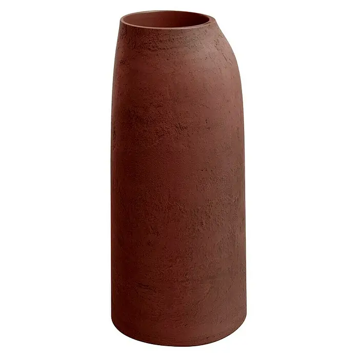 ETHICK Pflanztopf Epocco - Außenmaß (Ø x H): 46 x 100 cm, Kunststoff, Weinrot - Nahaufnahme eines schlanken, terrakottafarbenen Pflanzgefäßes mit einer markanten Textur, ideal für moderne Wohnräume und Gärten.