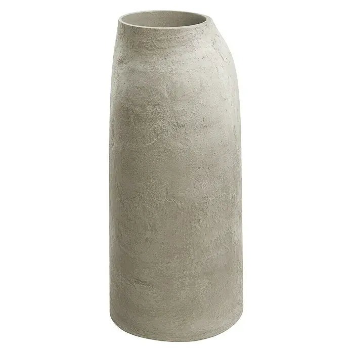 ETHICK Pflanztopf Epocco - Außenmaß (Ø x H): 46 x 100 cm, Kunststoff, Sand - Der beigefarbene Dekorationstopf hat eine raue Oberfläche und eine zylindrische Form mit einer schmaleren Öffnung oben.