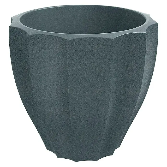 ETHICK Pflanztopf Rona - Außenmaß (Ø x H): 80 x 72 cm, Kunststoff, Dunkelgrau - Grauer, facettenreicher Pflanztopf, ideal für den Innen- und Außenbereich, der Pflanzen stilvoll in Szene setzt und jedem Raum eine moderne Note verleiht.