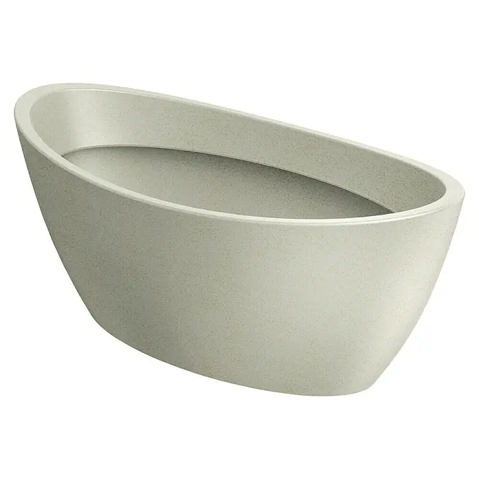 ETHICK Pflanzschale eckig - Außenmaß (L x B x H): 40 x 20 x 16 cm, Kunststoff, Sand - Freistehende Badewanne in modernem Design mit ovaler Form und sandfarbener Oberfläche für ein entspannendes Badeerlebnis.