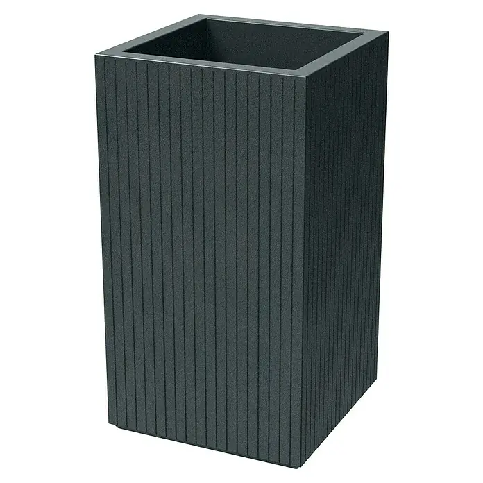 ETHICK Pflanzkübel eckig Coro - 1 Stk., Außenmaß (L x B x H): 40 x 40 x 70 cm, Kunststoff, Graphit - Ein grauer, gerippter Pflanzkübel für den Innen- und Außenbereich, perfekt für stilvolle Gartengestaltung und als dekoratives Element.