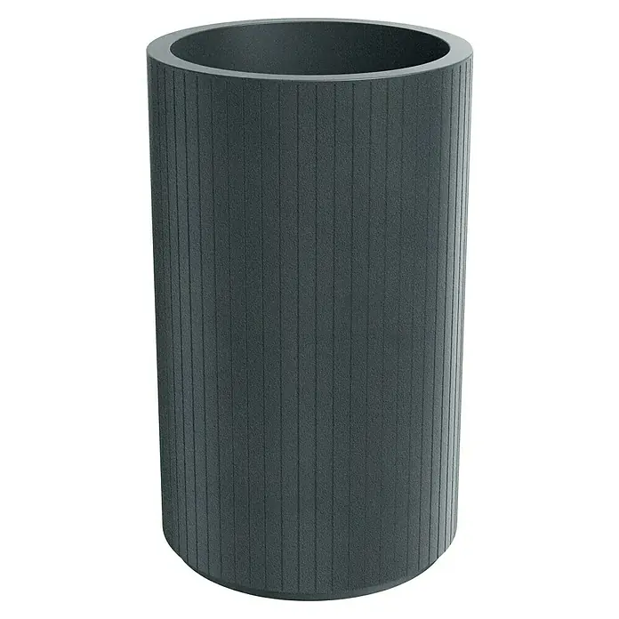 ETHICK Pflanzsäule rund Coro - Außenmaß (Ø x H): 48 x 80 cm, Kunststoff, Graphit, Integrierter Pflanztopf - Grauer Pflanzkübel mit vertikalen Rillen. Ideal für den Garten oder die Terrasse, verleiht Ihrem Außenbereich einen modernen Touch.