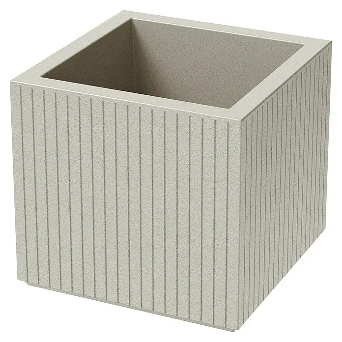ETHICK Pflanzkübel eckig Coro - 1 Stk., Außenmaß (L x B x H): 40 x 40 x 36 cm, Kunststoff, Sand - Moderner Pflanzkasten aus beigem Beton mit vertikalen Rillen. Perfekt für den Innen- und Außenbereich.