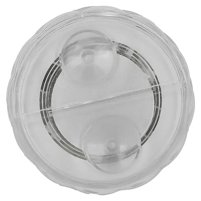 LED-Poolbeleuchtung - Durchmesser: 7 cm, Transparent, LED, RGB - Die durchsichtige Abdeckung eines Küchengeräts mit zwei runden Griffen und einem Steg in der Mitte.
