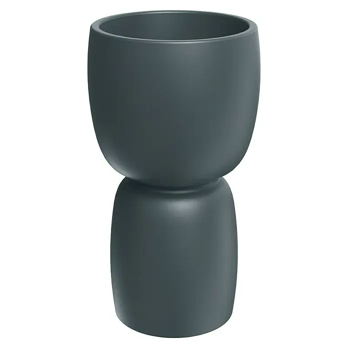 ETHICK Pflanzsäule rund Duala - Außenmaß (Ø x H): 30 x 70 cm, Kunststoff, Betongrau - Ein grauer, doppelt geformter Blumentopf. Das Design ist modern und stilvoll, ideal für Innen- und Außenbereiche zur Präsentation von Pflanzen.