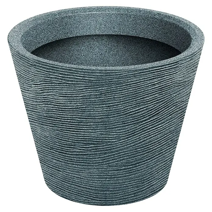 ETHICK Pflanztopf Tupra - Außenmaß (Ø x H): 48 x 38 cm, Kunststoff, Granit - Dekorativer Pflanztopf in Grau mit wellenförmiger Textur für Innen- und Außenbereiche, ein Blickfang für jeden Garten und jedes Zuhause.