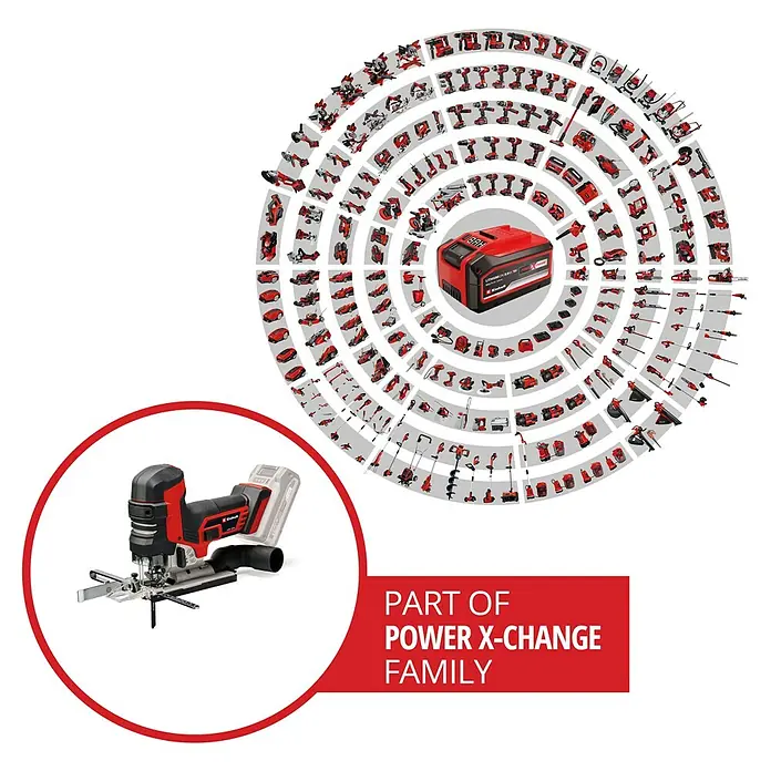 Einhell Professional Power X-Change 18V Akku-Pendelhubstichsäge TP-JST 18/135 Li BL - Solo - 18 V, Li-Ionen, Ohne Akku - Einhell Power X-Change Akku-Familie: Akku und Stichsäge im Fokus. Vielseitige Werkzeuge für Heimwerker und Gartenarbeit.
