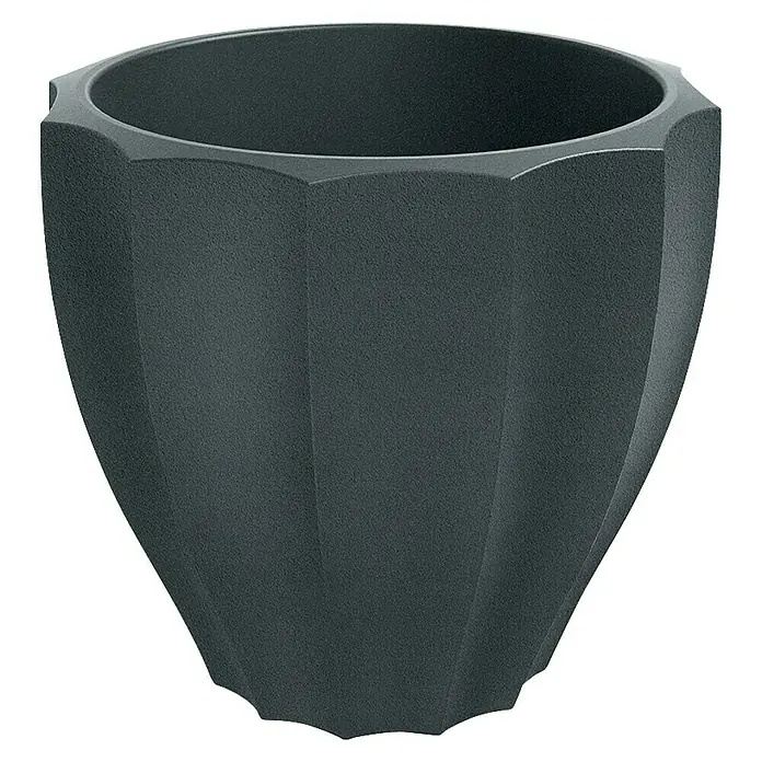 ETHICK Pflanztopf Rona - Außenmaß (Ø x H): 80 x 72 cm, Kunststoff, Graphit - Elegante, anthrazitfarbene Pflanzgefäß mit facettiertem Design. Ideal für stilvolle Innen- und Außendekoration und zur Präsentation von Pflanzen.