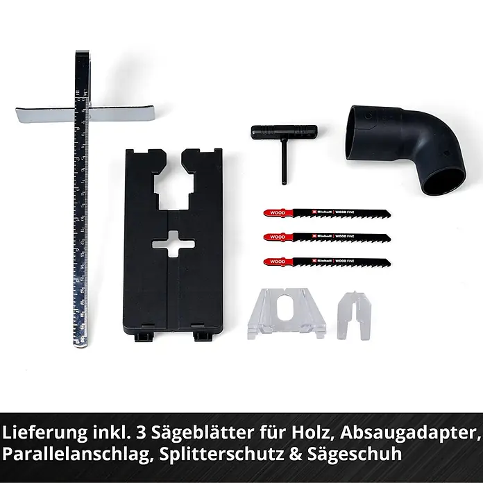 Einhell Professional Power X-Change 18V Akku-Pendelhubstichsäge TP-JST 18/135 Li BL - Solo - 18 V, Li-Ionen, Ohne Akku - Zubehör für Stichsäge: Parallelanschlag, Absaugadapter, Splitterschutz, Sägeschuh und 3 Sägeblätter für Holz für präzise Schnitte.