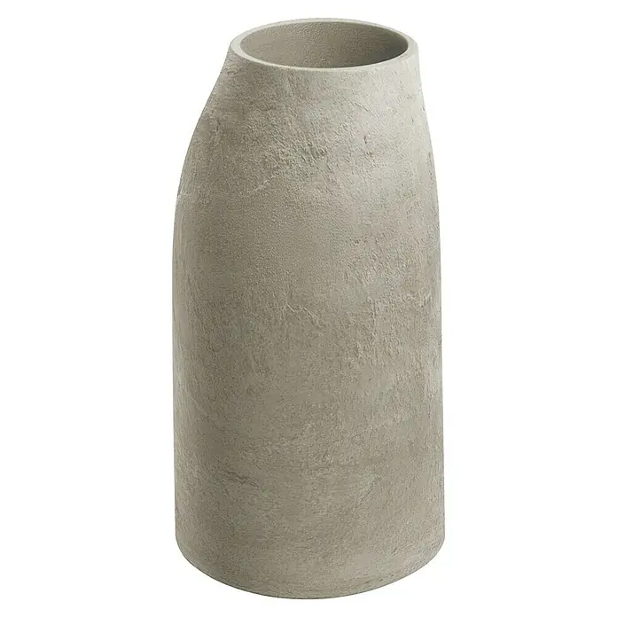ETHICK Pflanztopf Epocco - Außenmaß (Ø x H): 38 x 70 cm, Kunststoff, Sand - Nahaufnahme einer hohen, zylindrischen Vase mit einer rauen, strukturierten Oberfläche und einer neutralen Farbpalette.