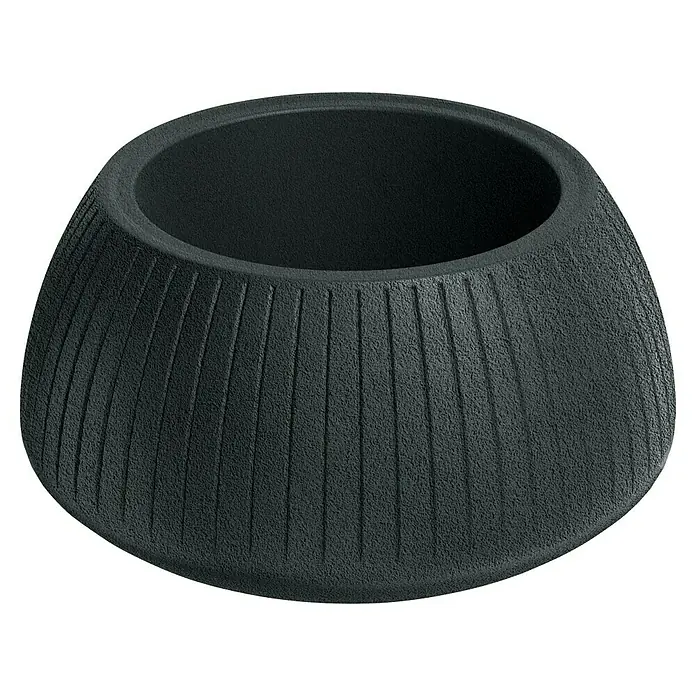ETHICK Pflanztopf Coro - Außenmaß (Ø x H): 40 x 20 cm, Kunststoff, Dunkelgrau - Ein eleganter, anthrazitfarbener Pflanztopf mit vertikalen Rillen, der eine moderne Note in jeden Raum oder Garten bringt.