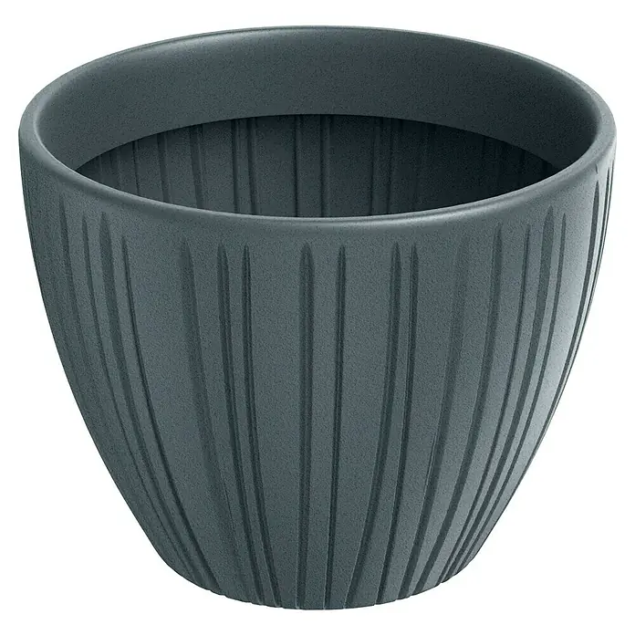 ETHICK Pflanztopf Fero - Außenmaß (Ø x H): 40 x 31 cm, Kunststoff, Betongrau - Stilvoller grauer Blumentopf mit vertikalen Rillen. Ideal für Zimmerpflanzen und als dekoratives Element für Ihr Zuhause.