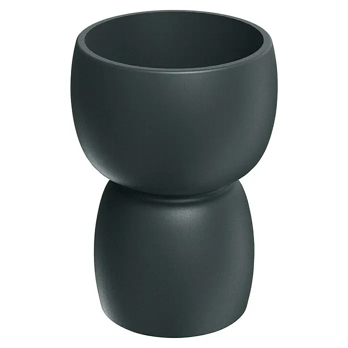 ETHICK Pflanztopf Duala - Außenmaß (Ø x H): 30 x 41 cm, Kunststoff, Graphit - Elegante, anthrazitgraue Blumenvase, bestehend aus zwei aufeinandergestapelten, runden Elementen, die ein stilvolles Design für Pflanzenliebhaber bietet.