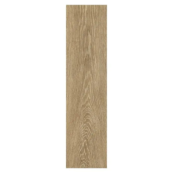 Feinsteinzeugfliese Nordika - 22,5 x 90 cm, Nut, Matt - Holzstruktur mit Maserung. Eine natürlich gemusterte Holzoberfläche, ideal für Bodenbeläge oder Möbeldesign mit rustikalem Touch.