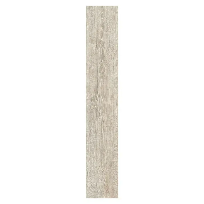 Feinsteinzeugfliese Nordika - 20 x 120 cm, Tortora, Matt - Detailaufnahme einer hellen Holzfliese mit Maserung, ideal für moderne und rustikale Bodenbeläge.