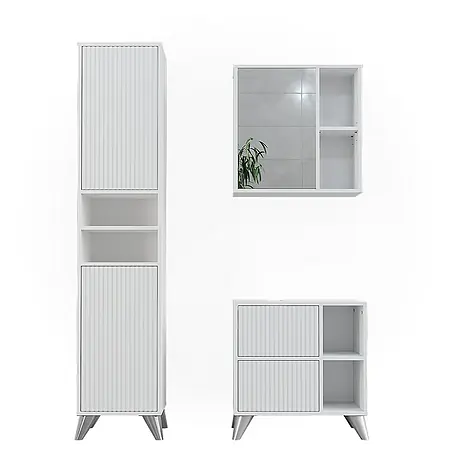Vicco  Badmöbel-Set Leano Weiß 3 Teile