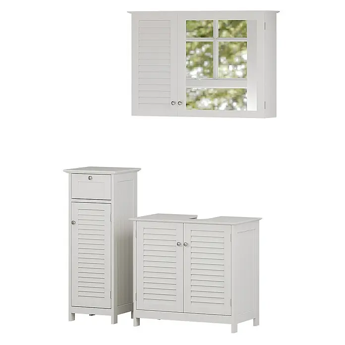 Vicco Badmöbel-Set Riad Weiß 3 Teile, Option 4 - Gesamtbreite Badmöbel: 92 cm, Weiß, Matt