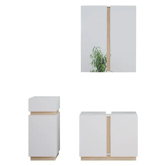 Vicco Badmöbel-Set Gloria Weiß 3 Teile, mit Midischrank - Gesamtbreite Badmöbel: 103,4 cm, Weiß, Matt