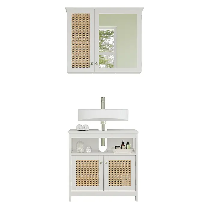 Vicco Badmöbel-Set Rosario Weiß 2 Teile - Gesamtbreite Badmöbel: 60 cm, Weiß, Matt