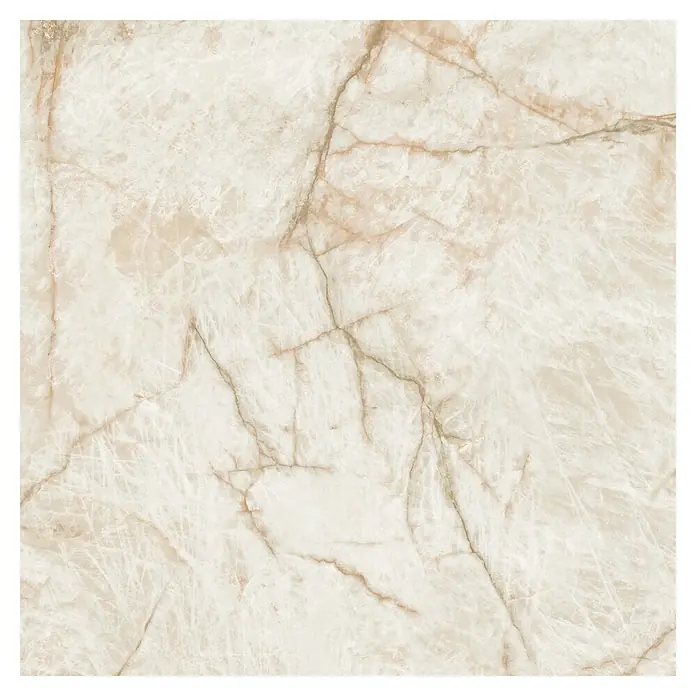 Feinsteinzeugfliese Luxury Marble Crystal - 79 x 79 cm, Weiß/Gold, Glänzend - Beige Marmorfliese mit natürlicher Maserung. Ideal für elegante Boden- oder Wandgestaltung mit luxuriösem Touch.