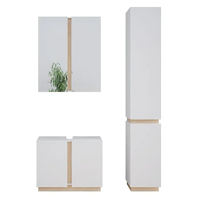Vicco Badmöbel-Set Gloria Weiß 3 Teile, mit Hochschrank - Gesamtbreite Badmöbel: 103,4 cm, Weiß, Matt