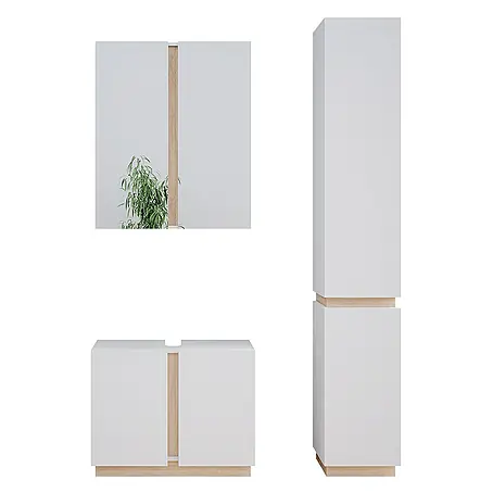 Vicco  Badmöbel-Set Gloria Weiß 3 Teile, mit Hochschrank