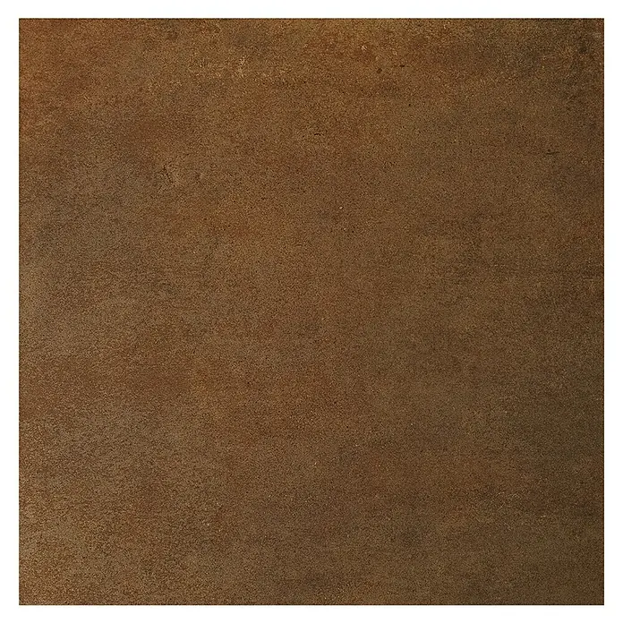 Feinsteinzeugfliese Iron - 60 x 60 cm, Oxyd Rust, Matt - Nahaufnahme eines braunen Fliesenprodukts mit einer matten Textur und subtilen Farbvariationen, ideal für moderne Innenräume.