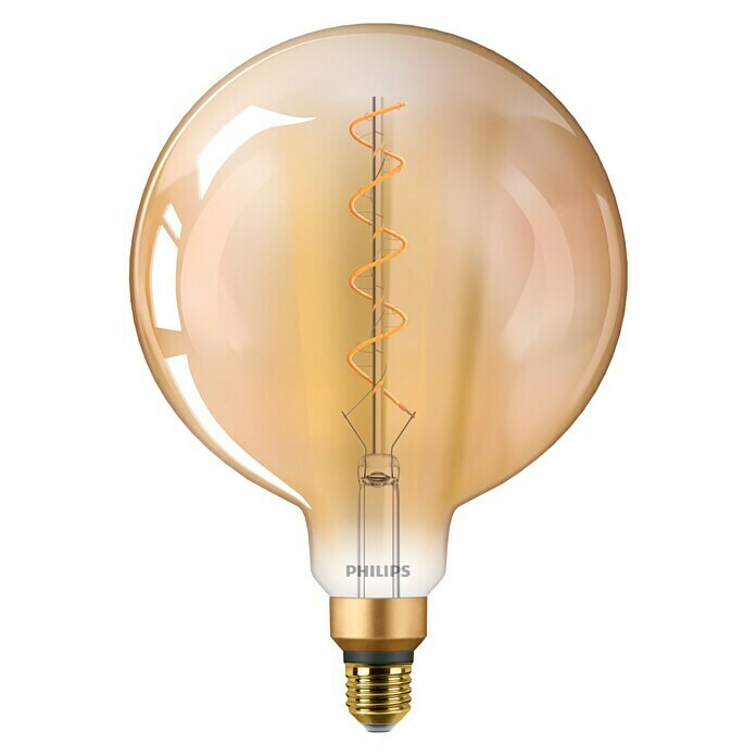 Philips Bombilla LED Vintage Gold Globo (5,5 W, E27, Color de luz: Blanco cálido, Redondeada)