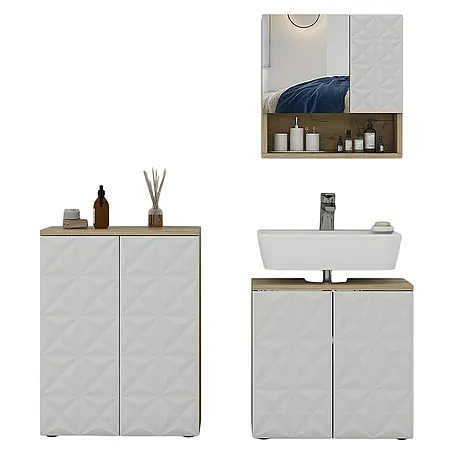 Vicco  Badmöbel-Set Edge Weiß 3 Teile