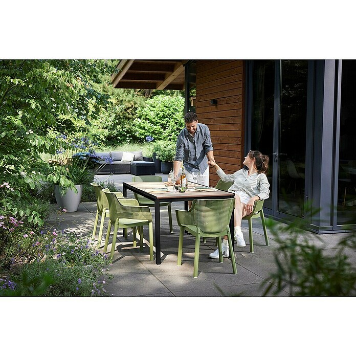 Keter Mesa de jardín Porto (L x An x Al: 155 x 95 x 75 cm, Polipropileno, Rectangular, Walnut/Antracita) | BAUHAUS