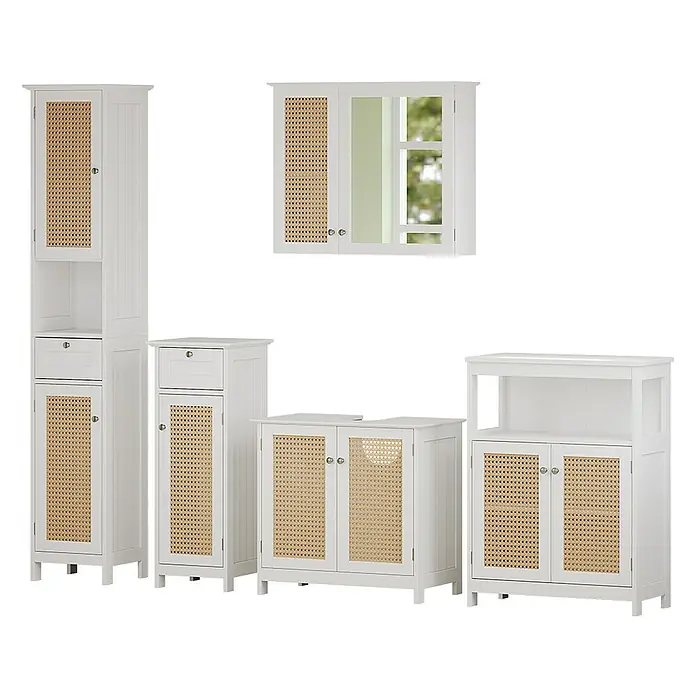 Vicco Badmöbel-Set Rosario Weiß 5 Teile - Gesamtbreite Badmöbel: 184 cm, Weiß, Matt