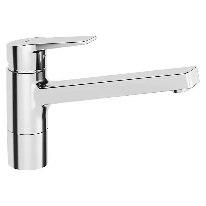 Hansa Twist Spültischarmatur - Vollgriff, Chrom, Glänzend - Ein moderner, glänzender Chrom-Wasserhahn mit einem schlanken, rechteckigen Auslauf und einem Hebelgriff für stilvolle Badezimmer- oder Küchenarmaturen.