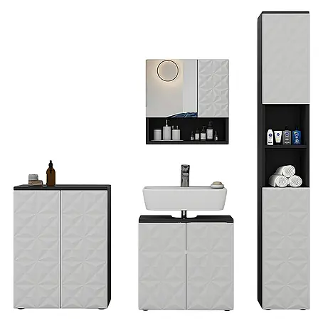 Vicco  Badmöbel-Set Edge Schwarz 4 Teile