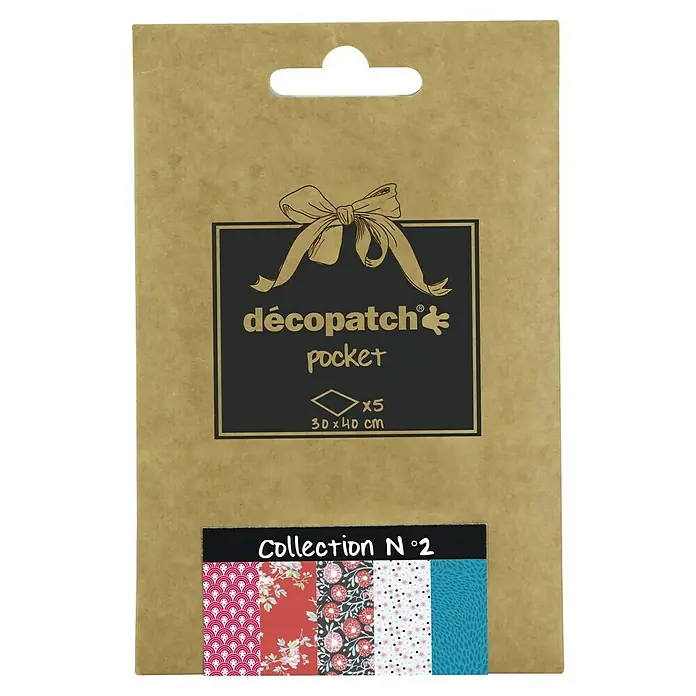 Décopatch Papel decorativo Pocket N2 - 40 x 30 cm, Papel - Decopatch Pocket Collection No. 2, con 5 hojas de papel estampado, 30 x 40 cm, ideales para proyectos de manualidades creativas y decoupage.