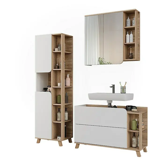 Vicco Badkamerkast Karen, Sonoma/Wit, 50 x 175 cm met 2 deuren
