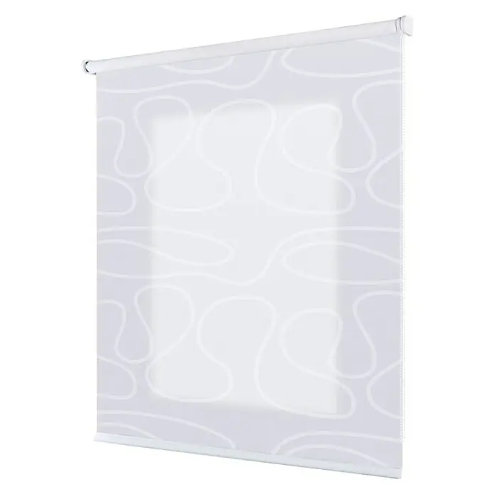 Estor enrollable Roll-up Scene - An x Al: 120 x 180 cm, Duna blanca, Unicolor - Estor enrollable blanco con patrón de líneas abstractas, creando un ambiente moderno y aireado. Perfecto para salón y dormitorio.